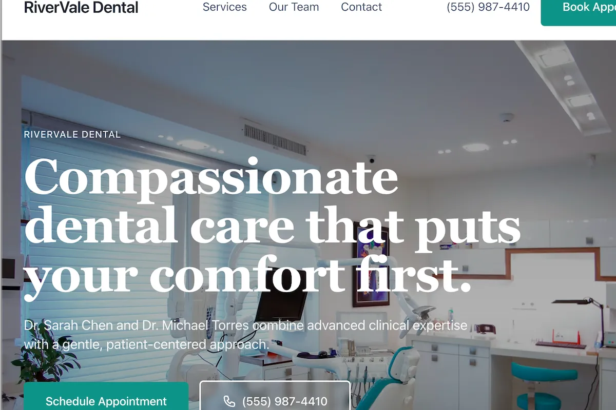 RiverVale Dental website project preview